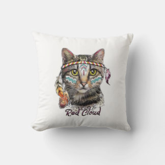 Coussin Chat de nuages rouges