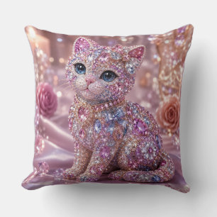 Coussin Chat de nuit en velours Esthétique Imprimé