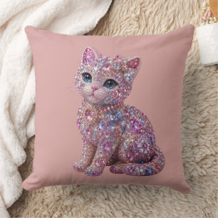 Coussin Chat de nuit en velours Impression esthétique
