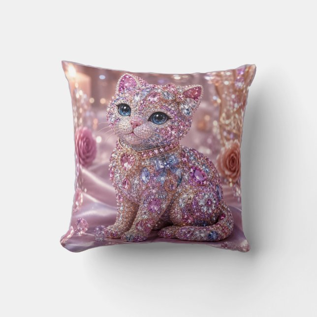 Coussin Chat de nuit en velours Impression esthétique (Recto)