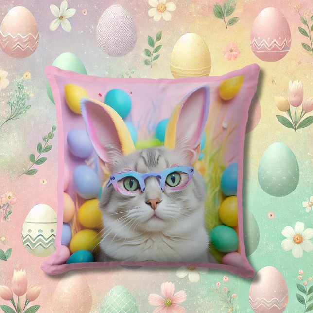 Coussin Chat de Pâques Whimsical avec oreilles lapin (Créateur téléchargé)
