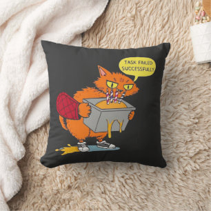 Coussin Chat de pâtisserie drôle : Tâche échouée avec succ