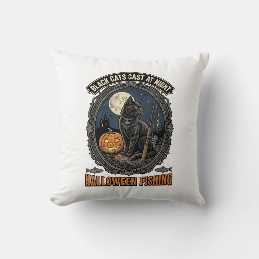 Coussin Chat de pêche Halloween Design de citrouille vinta (Recto)