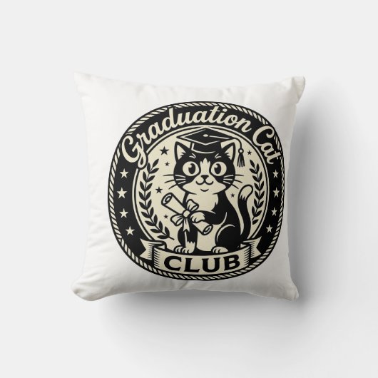 Coussin Chat de remise de diplôme Chat drôle Graphique - C (Recto)