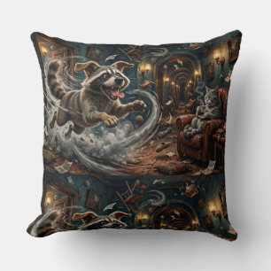 Coussin Chat de thé serein & Méfait de forêt tourbillonnan