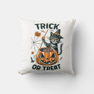 Coussin Chat d'Halloween abstrait