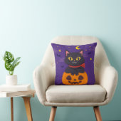 Coussin Chat d'Halloween assis sur la chauve-souris étoile (Chaise)