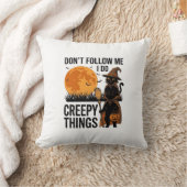 Coussin Chat d'Halloween Choses Effrayantes Sorcière Drôle (Couverture)