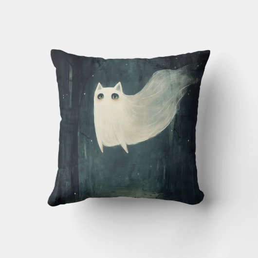 Coussin Chat d'Halloween et fantôme (Verso)