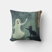 Coussin Chat d'Halloween et fantôme (Recto)