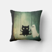 Coussin Chat d'Halloween et fantôme volent dans la chambre (Verso)