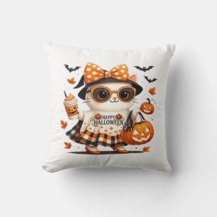 Coussin Chat d'Halloween mignon � Chaton sorcière Kawaii a