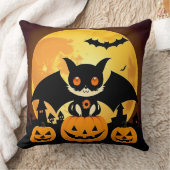 Coussin Chat d'Halloween mignonne avec Citrouille (Couverture)