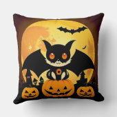Coussin Chat d'Halloween mignonne avec Citrouille (Verso)
