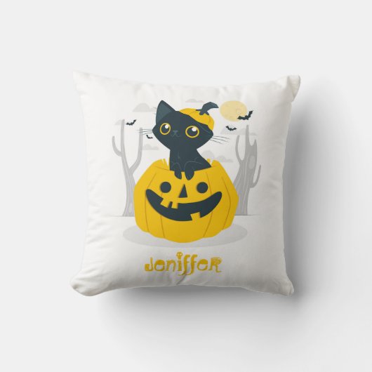 Coussin Chat d'Halloween mignonne se levant de chauves-sou (Recto)