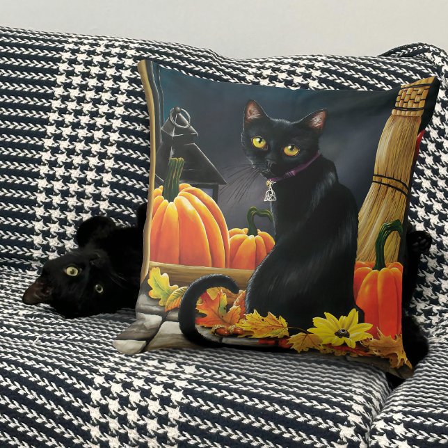 Coussin Chat d'Halloween noir (Créateur téléchargé)