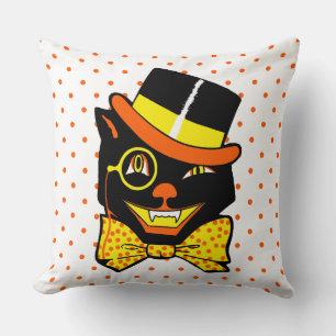 Coussin Chat d'Halloween vintage en haut
