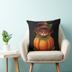 COUSSIN CHAT DRÔLE CITROUILLE MIGNON