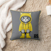 Coussin Chat drôle dans les bottes de pluie - Humour de ch (Couverture)