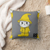 Coussin Chat drôle dans les bottes de pluie - Humour de ch (Couverture)