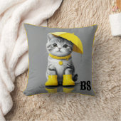 Coussin Chat drôle dans les bottes de pluie - Humour de ch (Couverture)