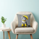 Coussin Chat drôle dans les bottes de pluie - Humour de ch (Chaise)