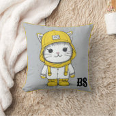 Coussin Chat drôle dans les bottes de pluie - Humour de ch (Couverture)
