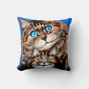 Coussin Chat drôle et chaton, Louis Wain