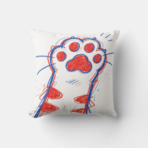 Coussin Chat drôle qui fait un high five avec sa patte pou