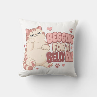 Coussin Chat Drôle Qui Mendie Un Massage Du Ventre | Chat