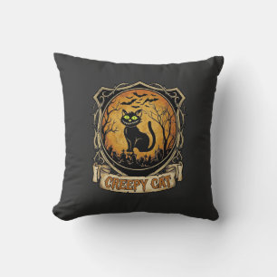 Coussin Chat effrayant Halloween Chauve-souris de cimetièr