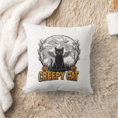 Coussin Chat effrayant Halloween Dessin de gravure vintage (Couverture)