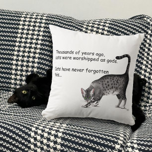 Coussin Chat égyptien Mau gris fantaisiste humoristique