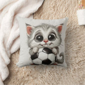 Coussin Chat en caricature mignonne tenant un ballon de fo (Couverture)