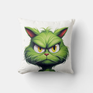 Coussin Chat en colère vert