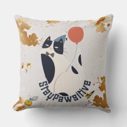 Coussin Chat en smoking charmant Restez Pawsitive Écharpe