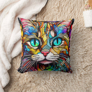 Coussin Chat en verre à plusieurs couleurs 710