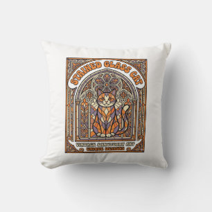Coussin Chat en Verre Cathédrale Verre Catholique Vintage