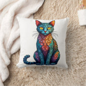 Coussin Chat en vitrail multicolore 784 (Couverture)