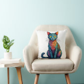 Coussin Chat en vitrail multicolore 784 (Chaise)
