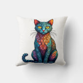 Coussin Chat en vitrail multicolore 784 (Verso)