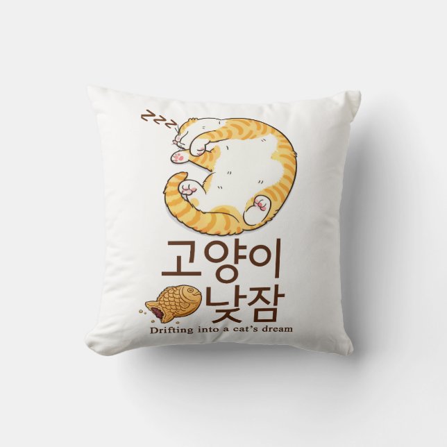 Coussin Chat endormi & Bungeoppang Design coréen (Recto)