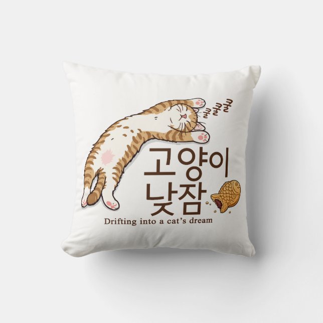 Coussin Chat endormi & Bungeoppang Design coréen (Recto)