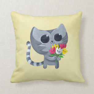 Coussin Chat et fleurs mignons de Kitty