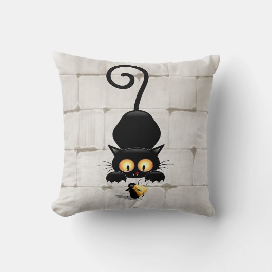 Coussin Chat et souris avec des personnages de dessin amus (Recto)