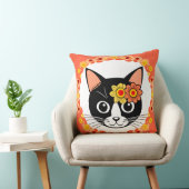 Coussin Chat Floral Élégant Style Maison Fleurir (Chaise)