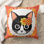 Coussin Chat Floral Élégant Style Maison Fleurir (Couverture)