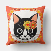 Coussin Chat Floral Élégant Style Maison Fleurir (Verso)