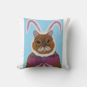 Coussin Chat Fou en Oreilles de Lapin de Pâques
