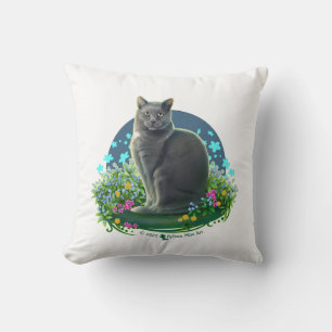 Coussin Chat gris dans le Jardin des Fleurs
